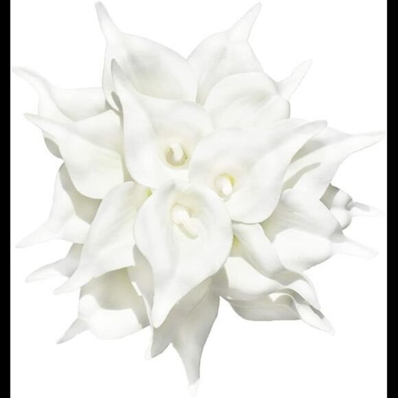 Artificial 20pcs White Calla Lily Flowers with Soft Latex Materials - Picture 1 of 7